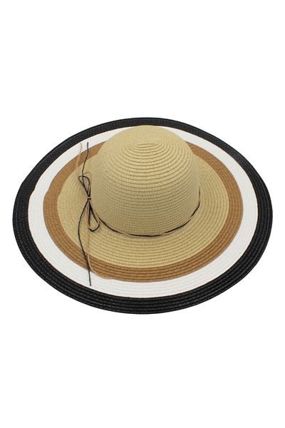 BM GİFT DESİGN Beige women's beach hat with thin bow