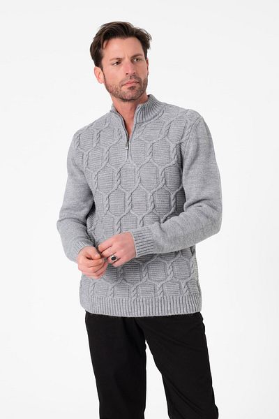 Tony Montana Classic Mold Knitted Patterned Half Zipper Men's Knitwear Sweater-T-5010