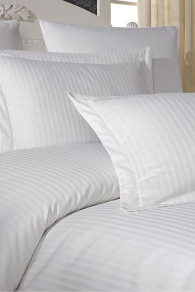 GARDEN ROOM 4 perne din satin de bumbac Husă de pilota dublă Oxfort cu dungi - cu cearșaf simplu din satin