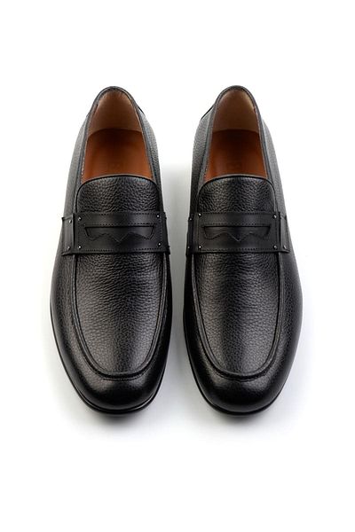 Bambi Black Leather Men's Casual Shoes E 01758308440