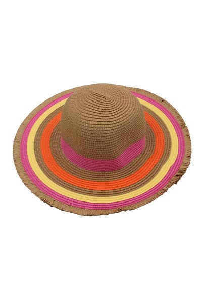 BM GİFT DESİGN Women's beige beach hat with multi-colored circles
