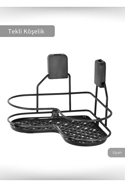 Jet's Home Banyo Rafı Yapışkanlı Mutfak Rafı Paslanmaz Baharatlık Tekli Köşel...