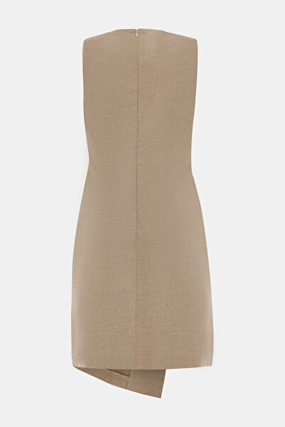 W Collection Mink over the Knee Straight Flannel Double Breasted Collar Dress