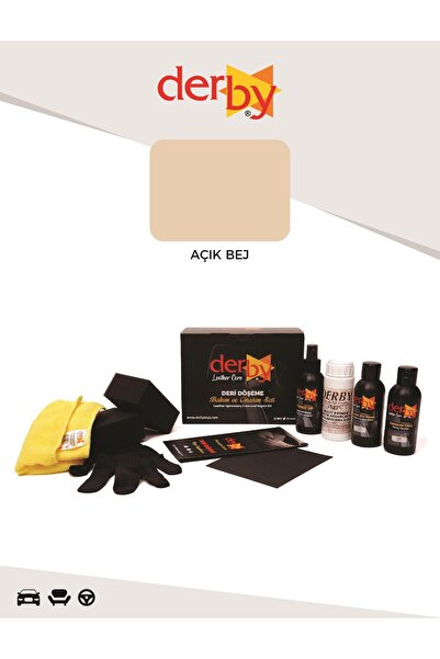 Derby Açık Bej Oto Torpido, Plastik, Trim Ve Bakalit Aksam Boyama Ve Yenileme Seti - 4'lü Set