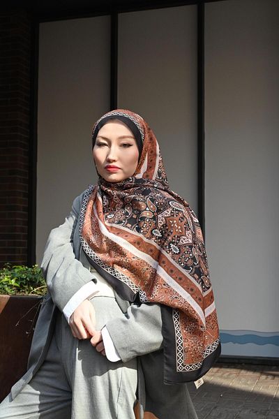Pull Scarfs Ethnic Vual Papilon Pattern Shawl - Brown