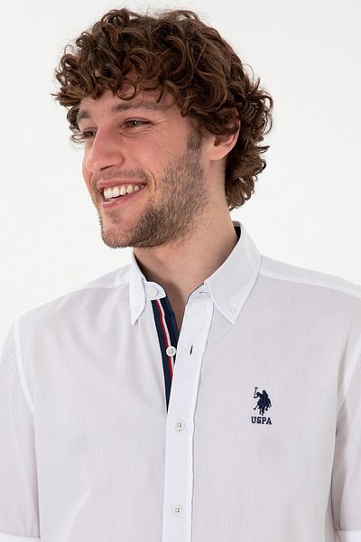 U.S. Polo Assn. Ανδρικό λευκό μακρυμάνικο πουκάμισο 50300207-VR013