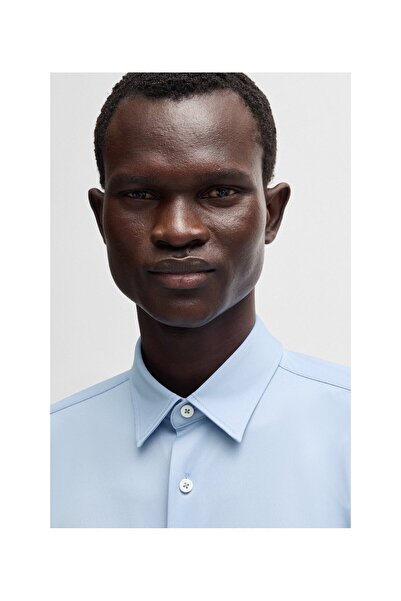 BOSS Yapılandırılmış performans esnek kumaş dar kesim gömlek