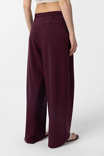 Antioch Plum Belted Pleated Women's Trousers