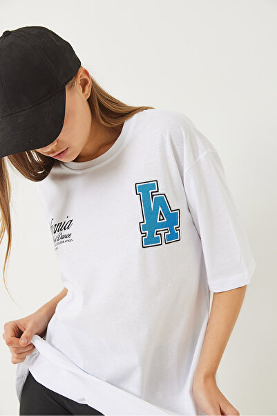 Bianco Lucci Übergroßes T-Shirt mit Los Angeles-Aufdruck für Damen