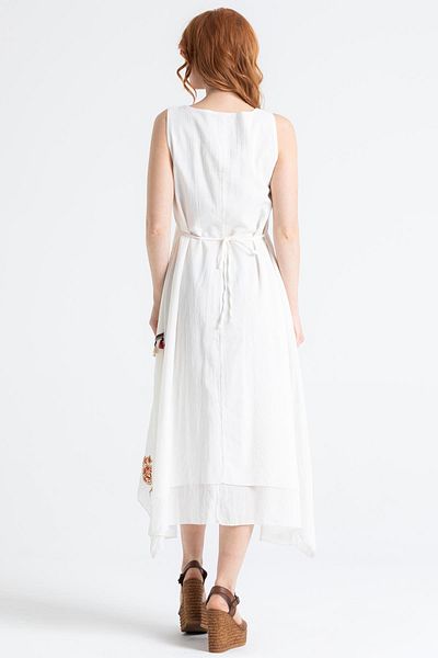 Eliş Şile Bezi Αμάνικο Voile Gülse Tassel Detail Maxi Size Καλοκαιρινό αυθεντικό φόρεμα κρέμα κόκκινο