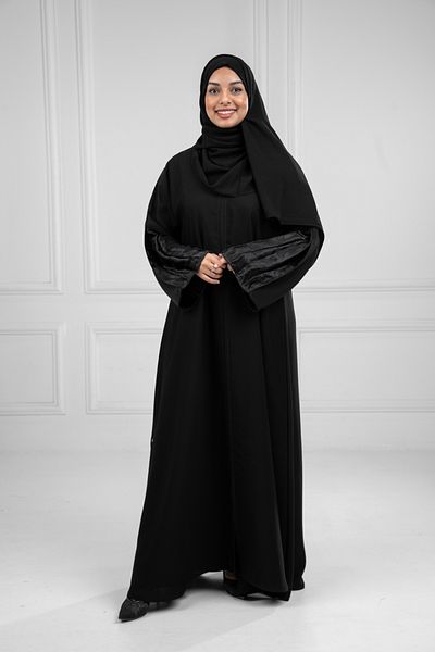 LAVİNİA Lavinia women's abaya with knights fabric and jacquard fabric insert