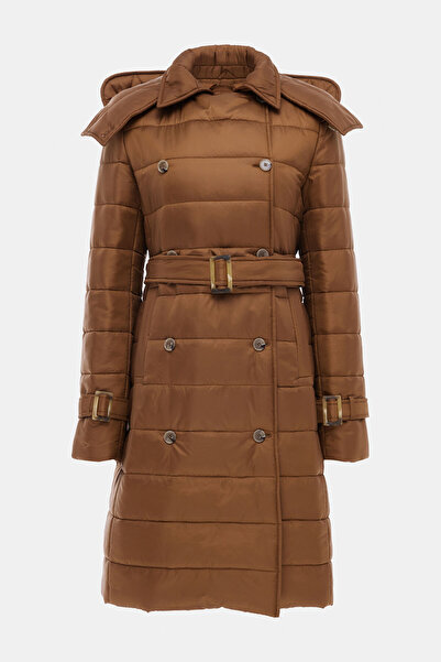 W Collection Brown Double Breasted Collar Coat