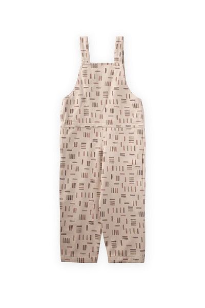 Cigit Patterned Gabardine Salopet - 2-7 Years - Ecru - Striped