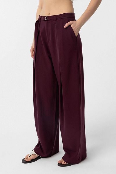 Antioch Plum Belted Pleated Women's Trousers