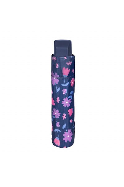 Perletti Women's MINI manual umbrella Perletti blue with flowers