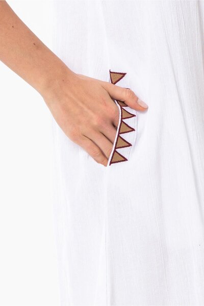 Eliş Şile Bezi Fără mâneci Sile Pânză Crin Brodat Scurtă Summer Authentic Rochie Albă Byz