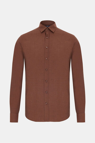 W Collection Copper Straight Flannel Soft Collar Shirt