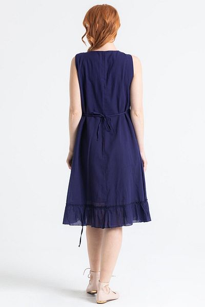 Eliş Şile Bezi Αμάνικο Voile Candan Slit Midi Μήκος Καλοκαιρινό Φόρεμα Μωβ Μωβ