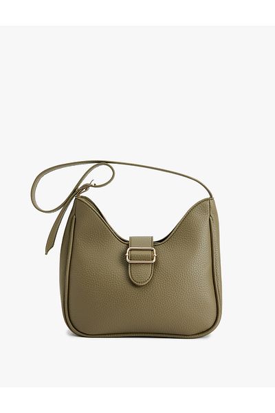 Koton Faux Leather Shoulder Bag with Metal Buckle Strap