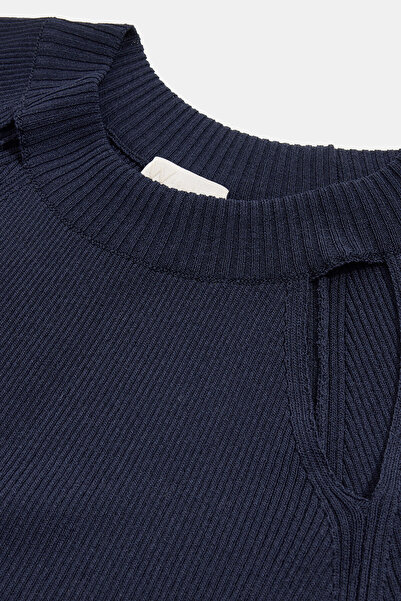 W Collection LACİVERT O YAKA UZUN KOLLU KAZAK