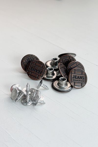 BERRİN AKSESUAR 17mm Bronze Color Fixed Jeans Denim Coat Button 10Pcs