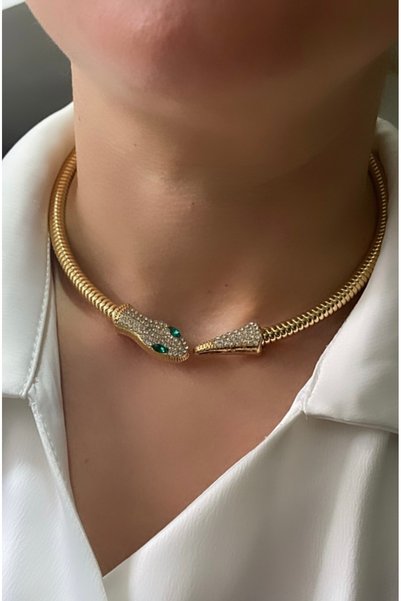 VNS Accessories Vip Series Zircon Stone Snake Choker Necklace