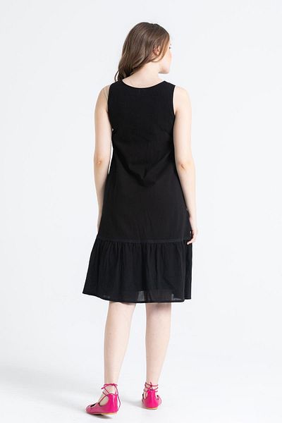 Eliş Şile Bezi Αμάνικο ύφασμα Şile - Ilgaz Midi Length Summer Dress - Μαύρο