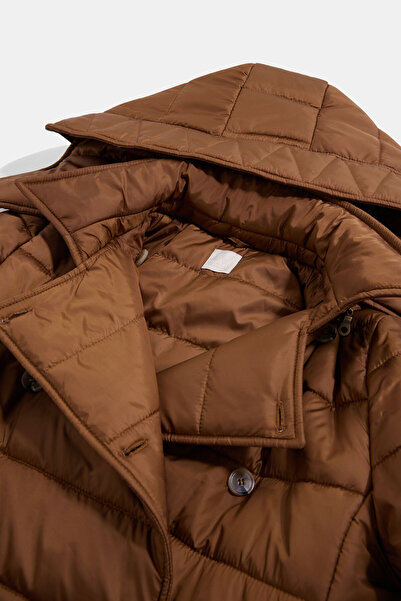 W Collection Brown Double Breasted Collar Coat