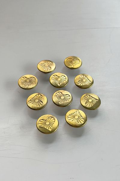 BERRİN AKSESUAR 17mm Gold Color Heart Fixed Jeans Denim Jacket Button 10 Pieces