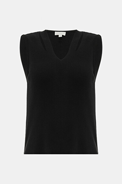W Collection SİYAH V YAKA KOLSUZ SÜVETER