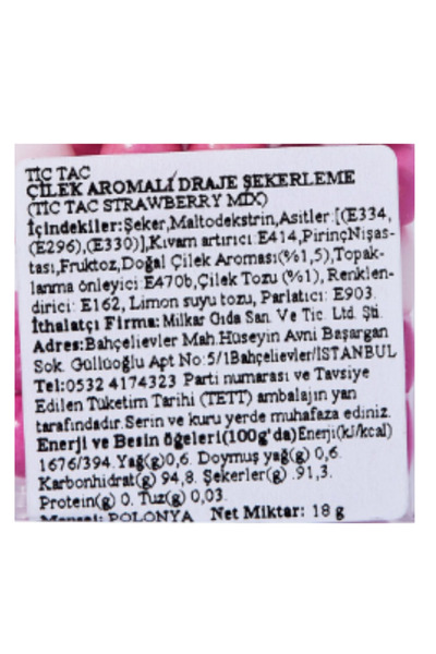 Tic Tac Tictac Çilek Aromalı Şeker 18 Gr. (1 Adet)