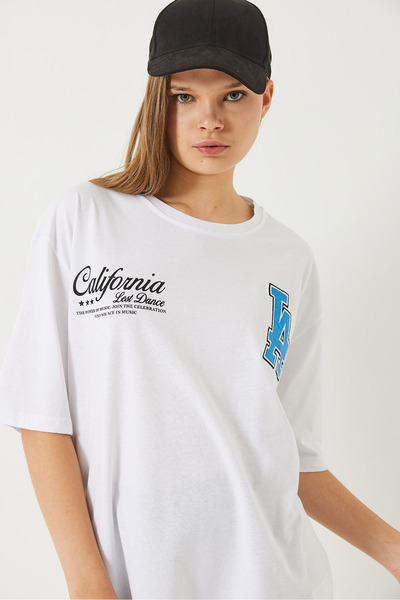 Bianco Lucci Übergroßes T-Shirt mit Los Angeles-Aufdruck für Damen
