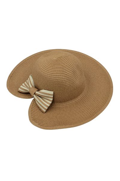 BM GİFT DESİGN Women's brown beach hat with bow