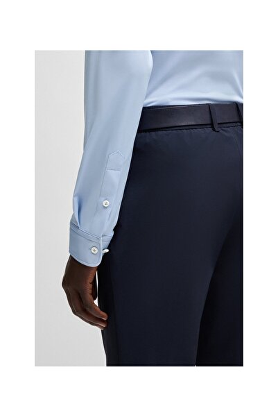 BOSS Yapılandırılmış performans esnek kumaş dar kesim gömlek