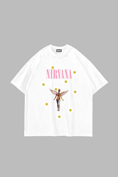 Sekizbiraltı Λευκό μπλουζάκι Unisex με στάμπα Nirvana Daisy