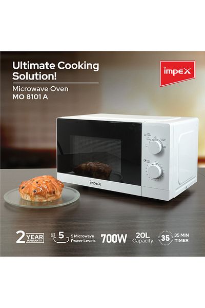 İMPEX IMPEX Microwave Oven - 20L Capacity With5 Microwave Power Levels, 1100W Power Consumption With 700W