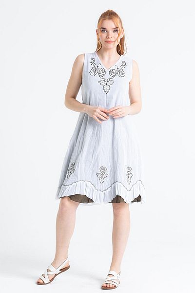 Eliş Şile Bezi Λευκό φόρεμα μίντι μήκους - Αμάνικο Voile Jülide Summer Style