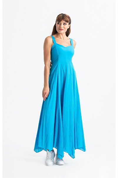 Eliş Şile Bezi Turquoise Trkz Aska Voile Emel Long Summer Dress