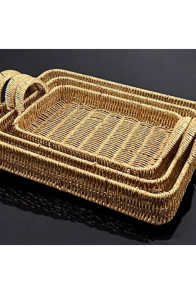 YzHome Only Small Size Rectangular Wicker Tray Serving Presentation Tray Organizer 30*20cm