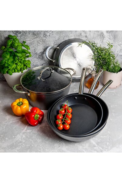 Ambition Pot with lid 28cm, 5.5L, Qualum Basic coating, Bubble