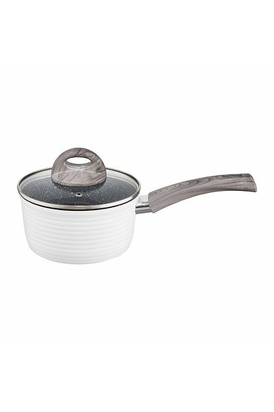 Ambition Cratita cu capac 16cm, 1.5L, invelis Qualum Basic Stone Edition, Wavy