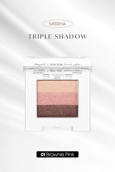 Missha 3-Color Soft Textured Eye Shadow - Non-Spill Triple Shadow No.1 (Brownie Pink)
