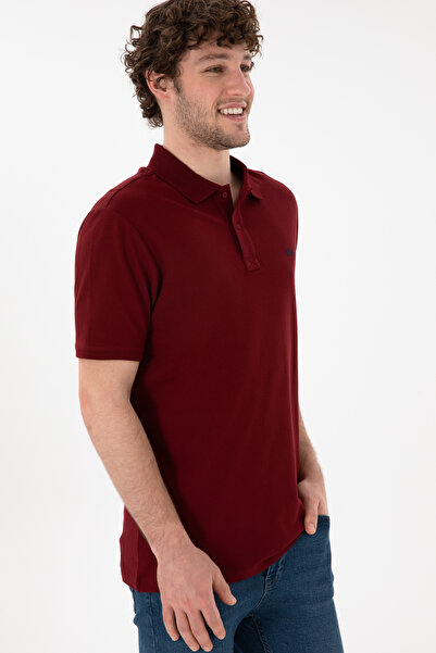 U.S. Polo Assn. Men's Regular Fit Polo Neck Claret Red Basic T-Shirt 50306007-Vr014