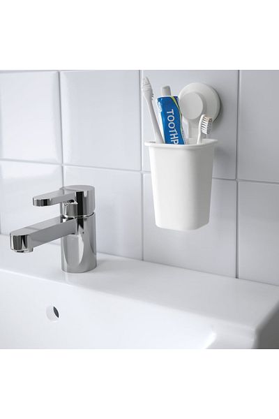 IKEA Ikea Tisken Toothbrush Holder With Suction Cup, White