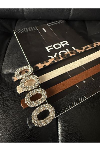 Fiori حزام نسائي بإبزيم حجري دائري، حزام سترة، حزام قميص، حزام فستان