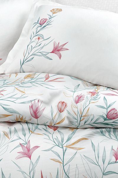 Yataş July Double Cotton Satin Duvet Cover Set - Ecru