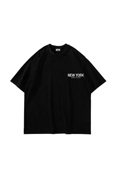 Sekizbiraltı Μαύρο μπλουζάκι NYC Manhattan με στάμπα Oversize Unisex