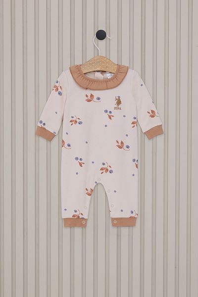 U.S. Polo Assn. Baby Girl Cream Ruffle Collar Jumpsuit 50315426 -Vr011