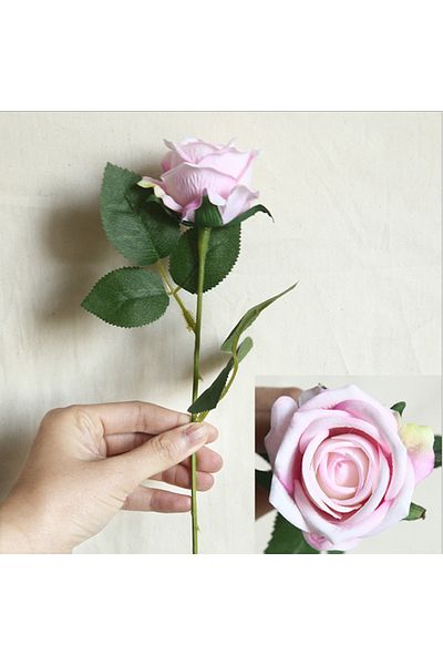 Choice Light Pink 5pc Artificial Flowers Silk Rose Long Branch Bouquet for Wedding Home Decoration Fake Pla