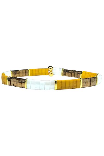 NAZLI TAKILAR Elastic Tila Bracelet in Mustard Colors